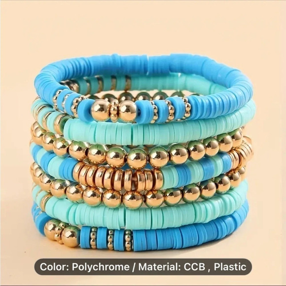 🌺 BEACHY BLUES 7 Stretch Bracelets 🌺‎ - Picture 2 of 4